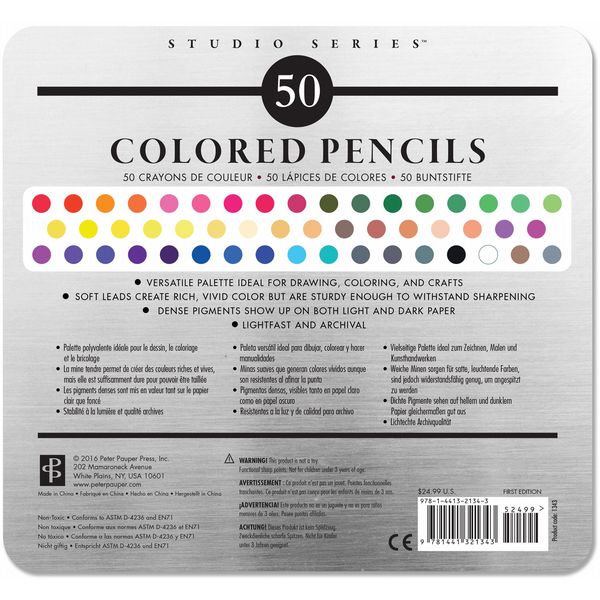 Peter Pauper Studio Series Deluxe Coloured Pencil Set (Set of 50)