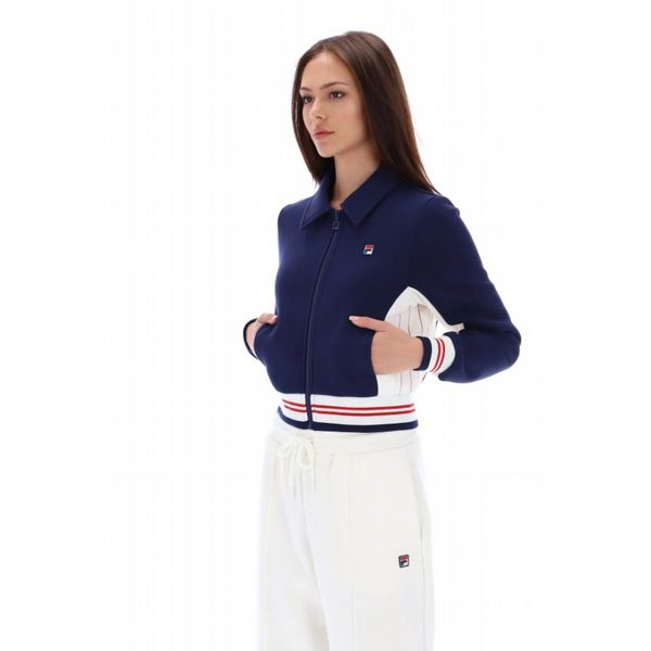 FILA HARPER WOMENS CROPPED ZIP UP TRACK TOP- FNAVY/GARD/FRED