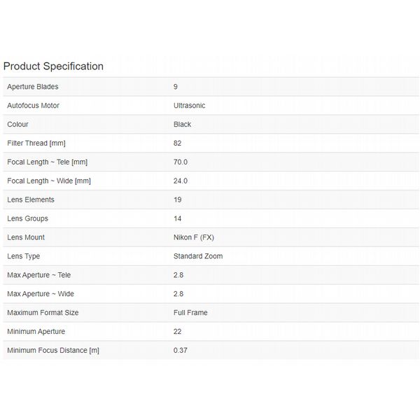 Sigma 24-70mm f2.8 DG OS HSM Art Lens - Nikon Fit