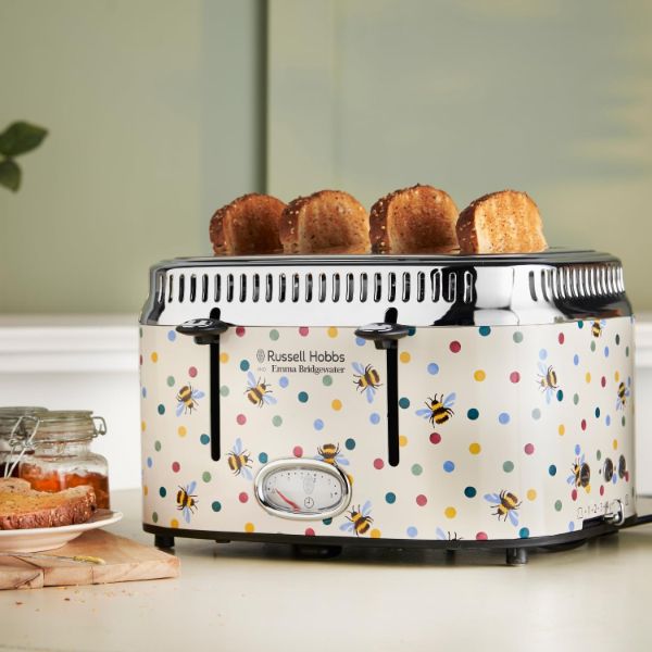 RUSSELL HOBBS EMMA BRIDGEWATER BUMBLEBOO AND POLKA  DOT KETTLE & 4 SLICE TOASTER