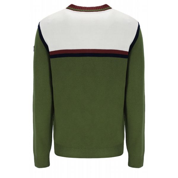 FILA GRAYSON MENS STRIPE CREW SWEATER-CHIVE/GARD/FNAVY/WINDSWINE