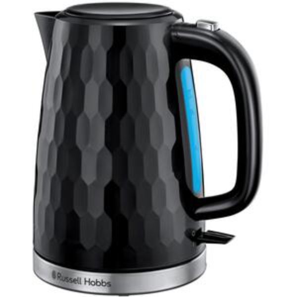 RUSSELL HOBBS HONEYCOMB BREAKFAST BUNDLE BLACK - KETTLE & 4 SLICE