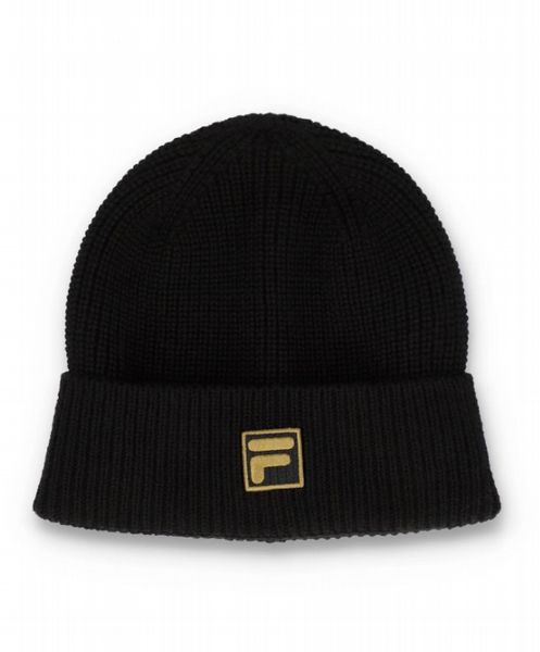 FILA AKEY Luxury Wool Mix Beanie with Gold Fbox-Black