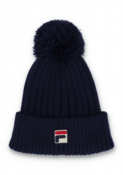 Fila TEO RIBBED TURNUP POM BEANIE WITH F_BOX LOGO- Fila Navy