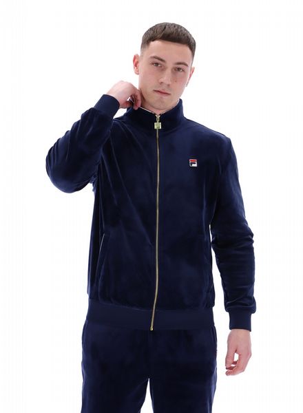 FILA MENS IRVING 2 VELOUR TRACK JACKET WITH GOLD TRIMS FILA NAVY/GARD