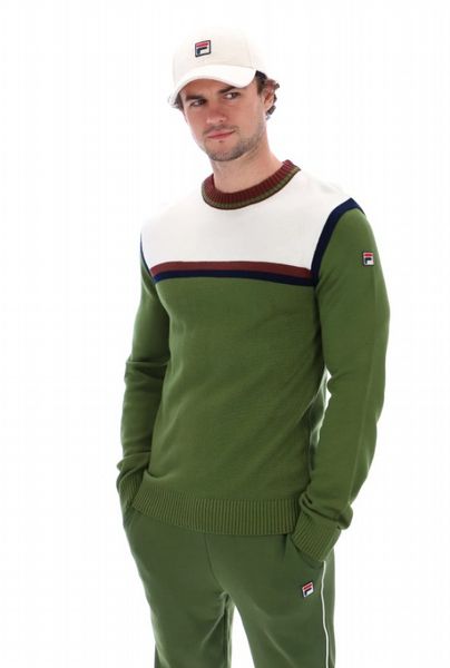 FILA GRAYSON MENS STRIPE CREW SWEATER-CHIVE/GARD/FNAVY/WINDSWINE