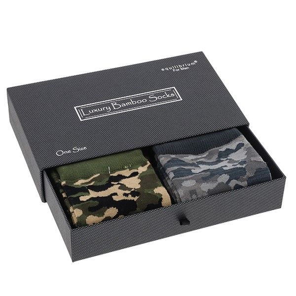 Equilibrium Men's Bamboo Socks Gift Box Camo