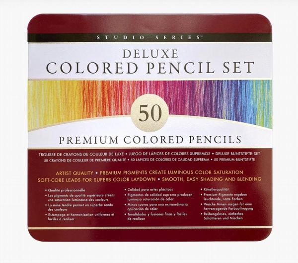 Peter Pauper Studio Series Deluxe Colored Pencil Set (Set of 50)