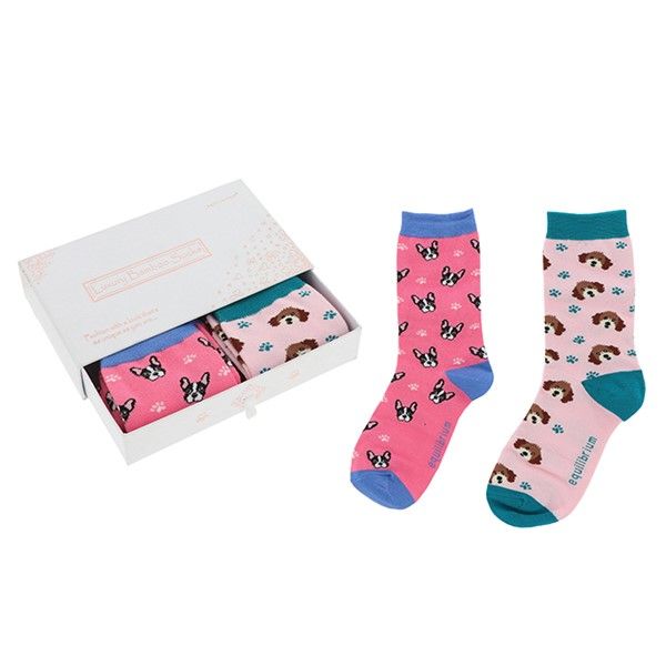 Equilibrium Ladies Bamboo Socks Gift Box Dogs