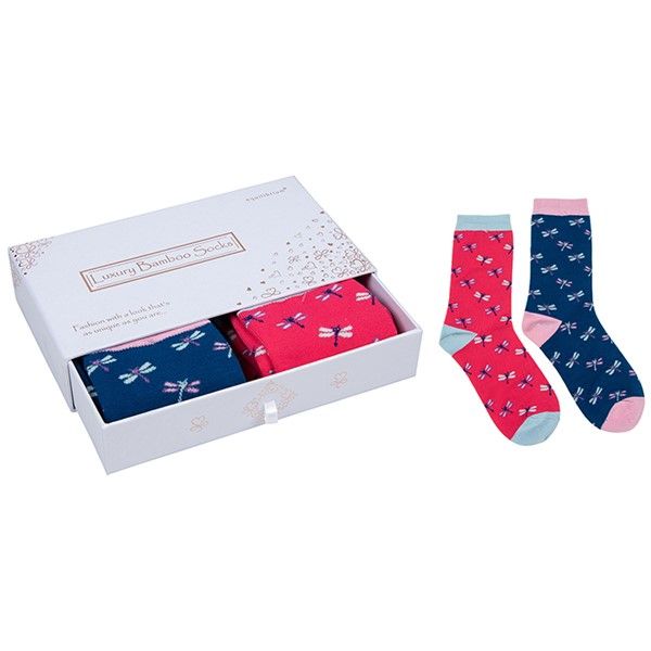 Equilibrium Bamboo Socks Gift Box Ditsy Dragonfly