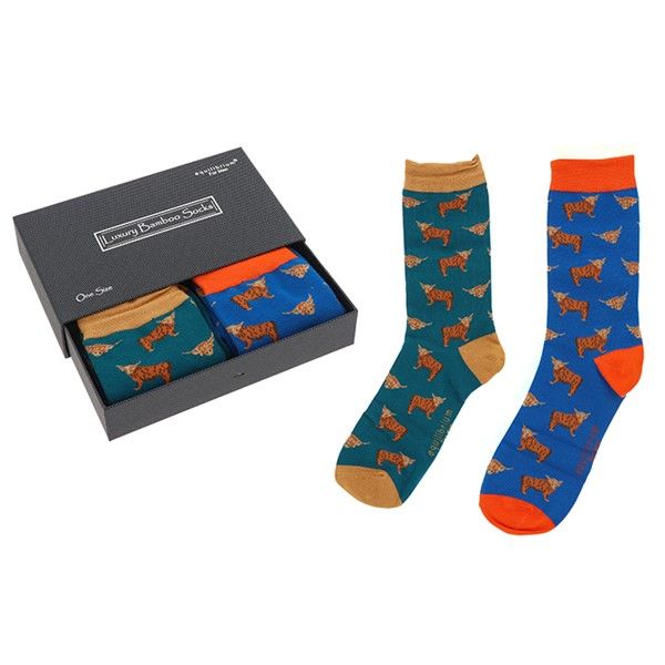 Equilibrium Mens Bamboo Socks Gift box Highland Coo