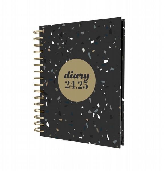 Collins SCANDI Mid Year 24-25 Diary  A5 Day-to-Page - Black Terrazzo