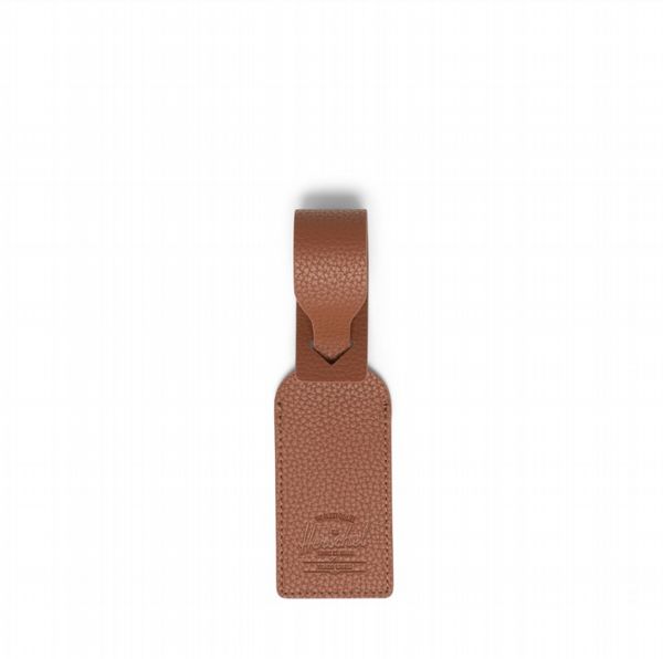 Herschel Luggage Tag Vegan Leather Saddle Brown