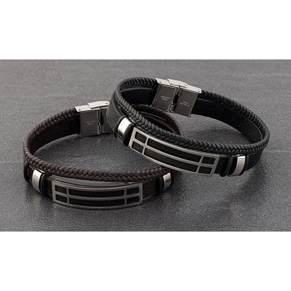 Equilibrium EQ For Men Double Leather Bracelet Black