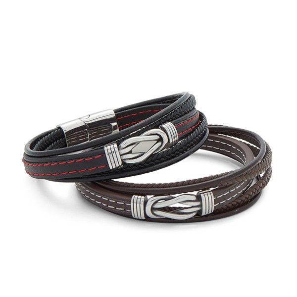 Equilibrium EQ For Men Leather Multi Bracelet Brown