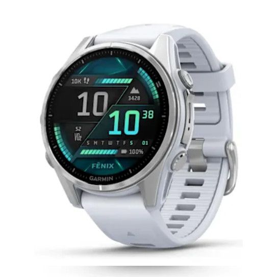 Garmin Fenix 8 AMOLED Smart Watch - Silver & Whitestone, 43 mm