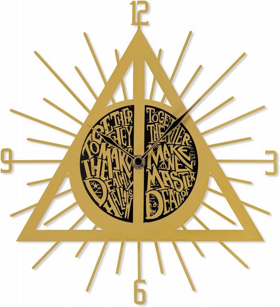 Disney Harry Potter Gold The Deathly Hallows Shaped Wall Clock