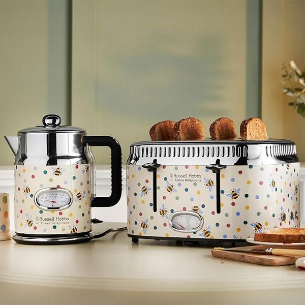 RUSSELL HOBBS EMMA BRIDGEWATER BUMBLEBOO AND POLKA  DOT KETTLE & 4 SLICE TOASTER