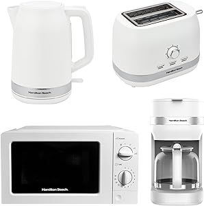  HAMILTON BEACH ELLA KITCHEN BUNDLE WHITE - KETTLE,  2 SLICE TOASTER, MICROWAVE & FILTER COFFEE...