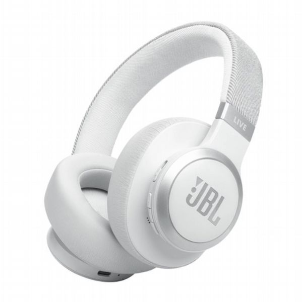 JBL LIVE 770NC, Wireless Over-Ear Noise-Cancelling Headphones with Mic, White