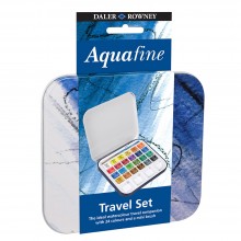 Daler Rowney Aquafine Travel Watercolour Set: 24 Half Pans