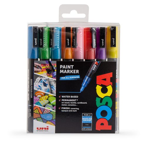 Uni: Posca Marker: PC-3M: Fine Bullet Tip: 0.9 - 1.3mm: Sparkling Set of 8