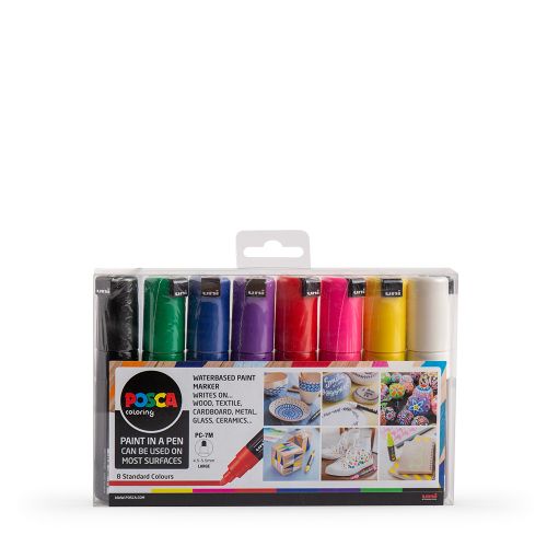 Uni: Posca Marker: PC-7M: Bullet Tip: 4.5 - 5.5mm: Starter Set of 8 Assorted Colours