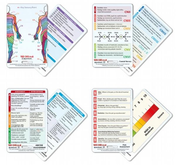 YardCard Bundle Deal 2 (ABCDE Assessment, Cranial Nerves, SOCRATES, Spinal Exam)