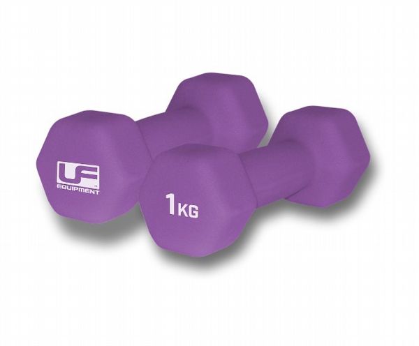 Urban Fitness Hex Dumbbells - Neoprene Covered (Pair) (2 x 1kg - Purple)